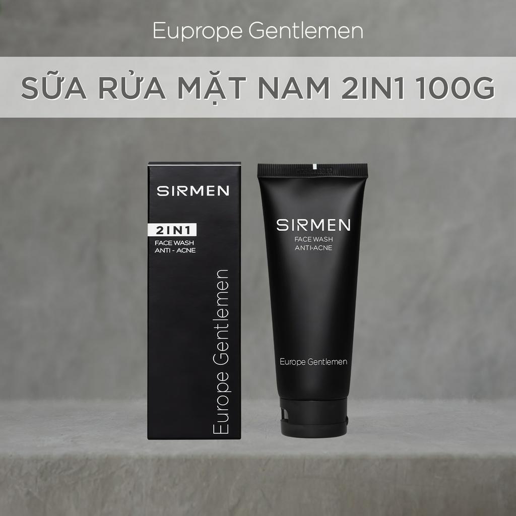 Sữa rửa mặt nam 2 in 1 nguyên liệu châu Âu SIRMEN Europe Gentlemen cao cấp 100g chiết xuất tự nhiên công nghệ EU-Nano