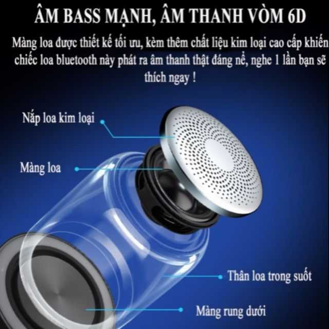 Loa bluetooth biến đổi màu âm thanh 6d siêu trầm