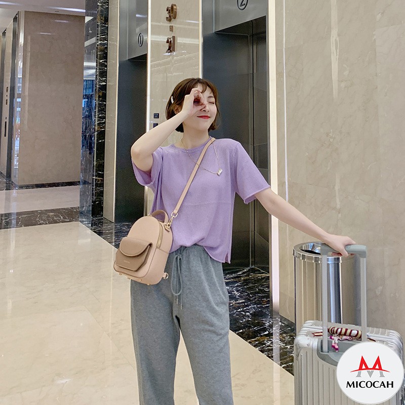 Balo Nữ Mini Thời Trang MICOCAH Đi Học Đi Chơi Phối Màu Vintage Da Cao Cấp Cực Đẹp MC43 - Micocah Mall