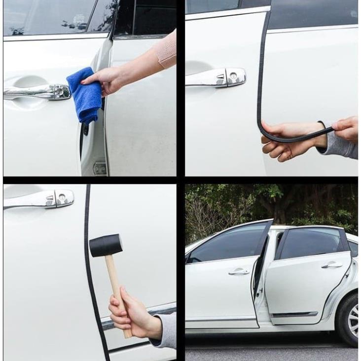 Cuộn 5m Gioăng Cao Su, Nẹp Viền Cửa Chữ U Lõi Thép Chống Va Đập Trầy Xước Cánh Cửa Ô Tô.
