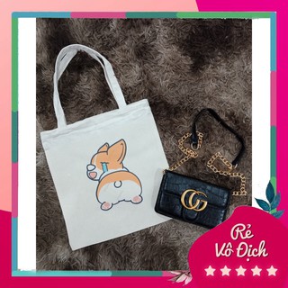  [HÀNG NEW] Túi ToTe Màu Trắng in Hình Các Con Vật Hoạt Hình Cute Vải Bố