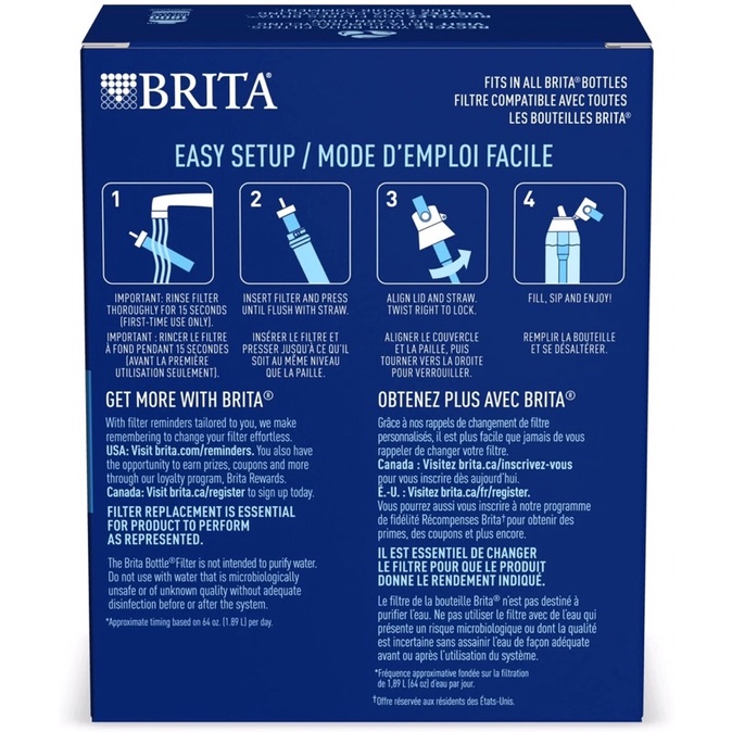 LÕI THAY THẾ BÌNH LỌC NƯƠC CẦM TAY BRITA/bán lẻ 1 cái - Brita Water Bottle Replacement Water Bottle Filters, Black