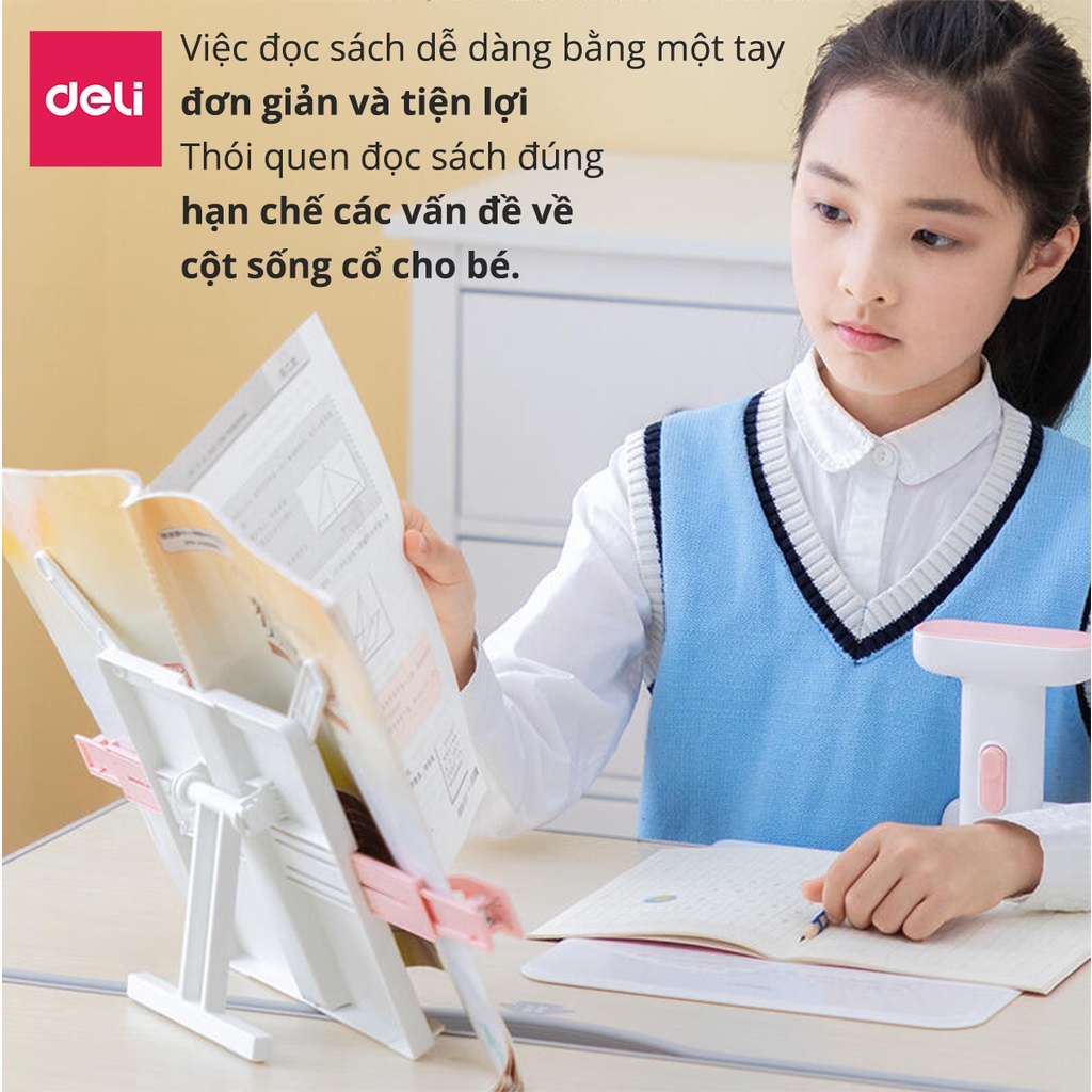 Giá đỡ sách để bàn học Deli - thiết kế thông minh tiện dụng dành cho trẻ em - màu xanh / màu hồng - 70531