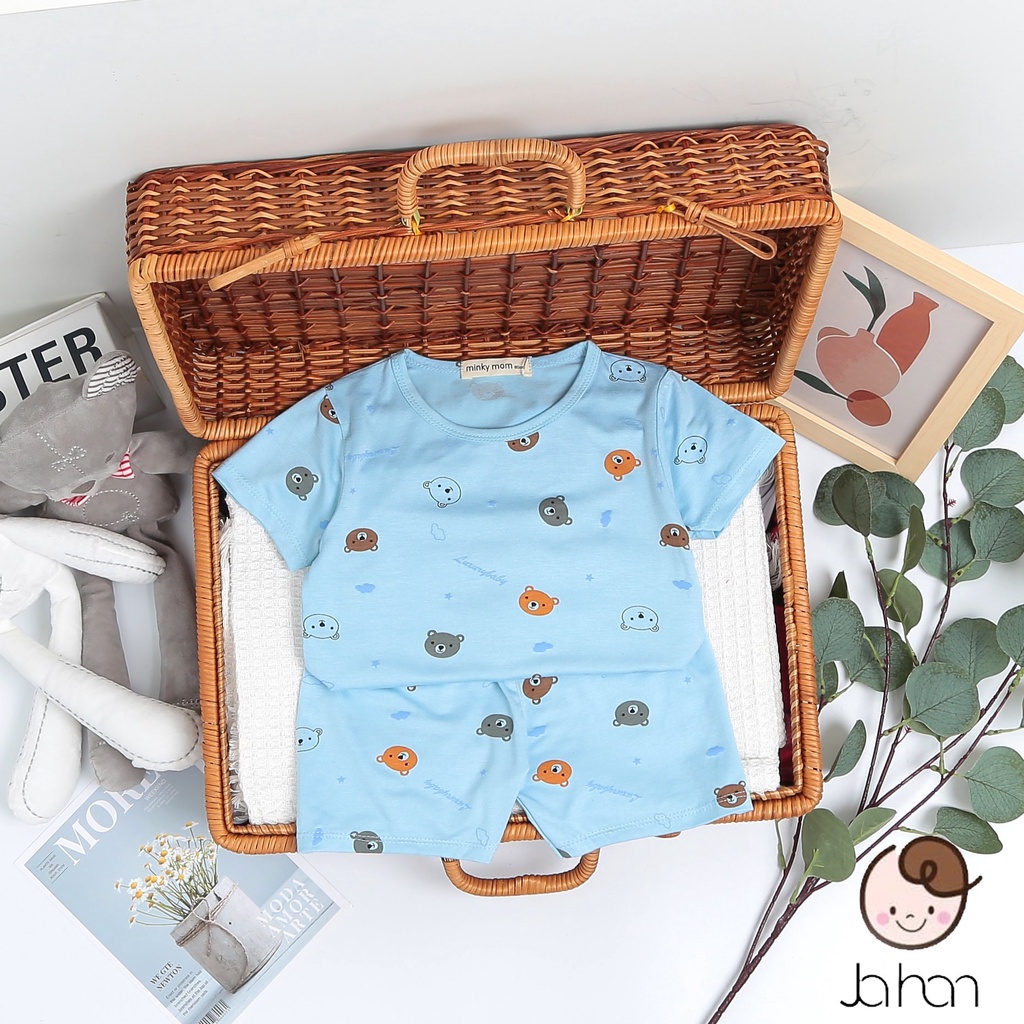 [SALE] Bộ Cộc Tay Cho Bé Trai, Bé Gái Minky Mom Vải Thun Lạnh Hình Gấu Dễ Thương,  Đồ Bộ Cho Bé Mặc Nhà MKM2210