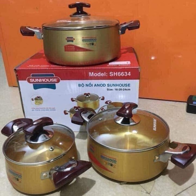 Bộ nồi vàng sunhouse 3c