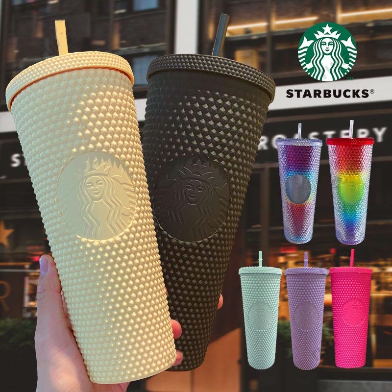 Còn hàng 🔥 chính hãng trong Số lượng có hạn Cốc rơm có thể tái sử dụng của Starbucks Dòng Sầu riêng Frosted Dòng kim cương Studded-cynt