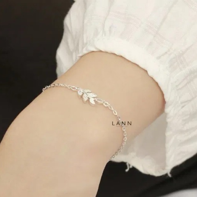 Lắc tay nhành lá đá xen kẽ BẠC S925 LANN B101