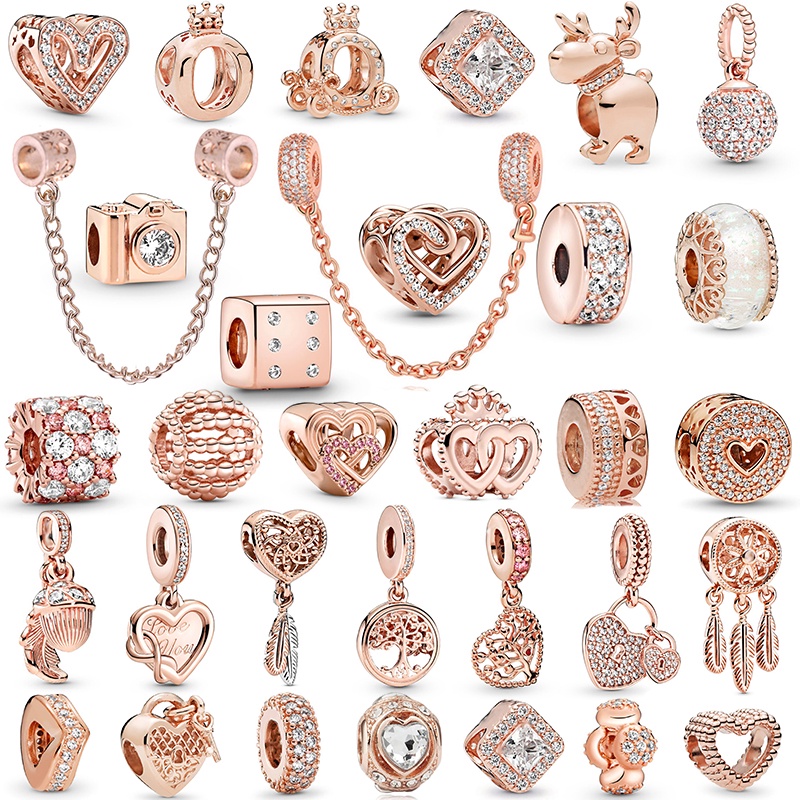 Hạt Charm Hình Hoa / Vương Miện / Trái Tim Màu Vàng Hồng Chất Lượng Cao Thời Trang Cho Nam Và Nữ DIY