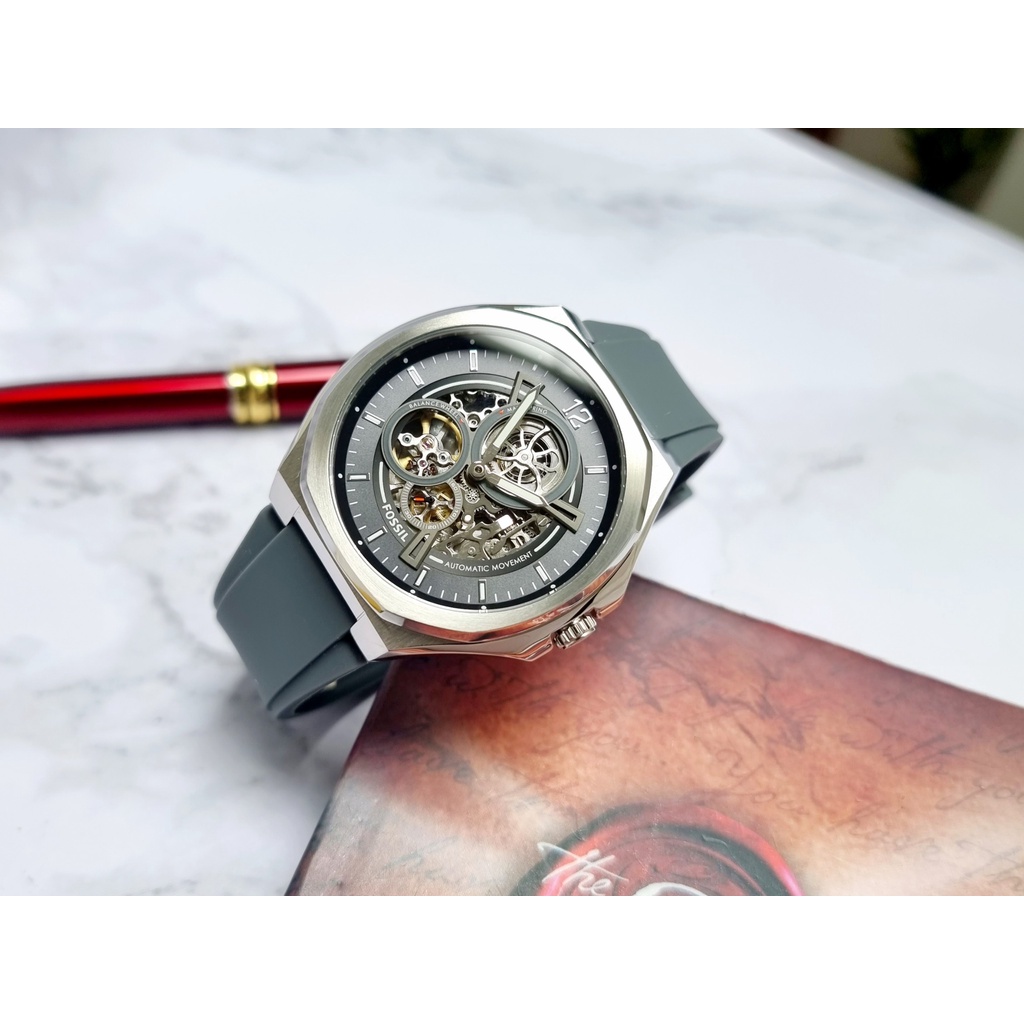 Đồng Hồ Nam Fossil BQ2623 Automatic Dây Casu Mặt Trắng