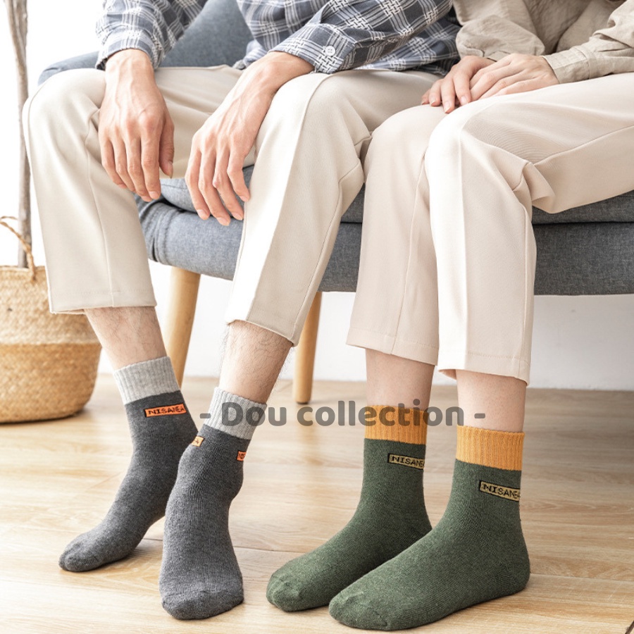 Vớ Tất Len Nam Nữ Unisex Cổ Cao Trơn Đan Len Dày Thời Trang Vintage Thu Đông Nhiều Màu - Dou Collection - Mã TV035