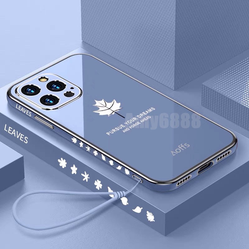 Ốp Điện Thoại TPU Silicon Mềm Mạ Viền Sang Trọng Có Dây Đeo Cho iPhone 14 Pro Max 14 Plus 13 Pro Max