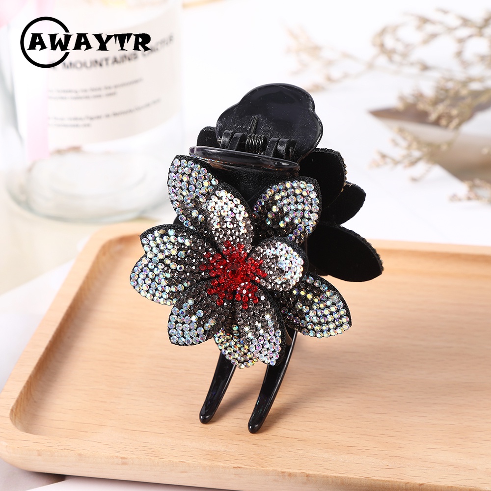 Kẹp tóc hình hoa đính đá phong cách mới cho nữ