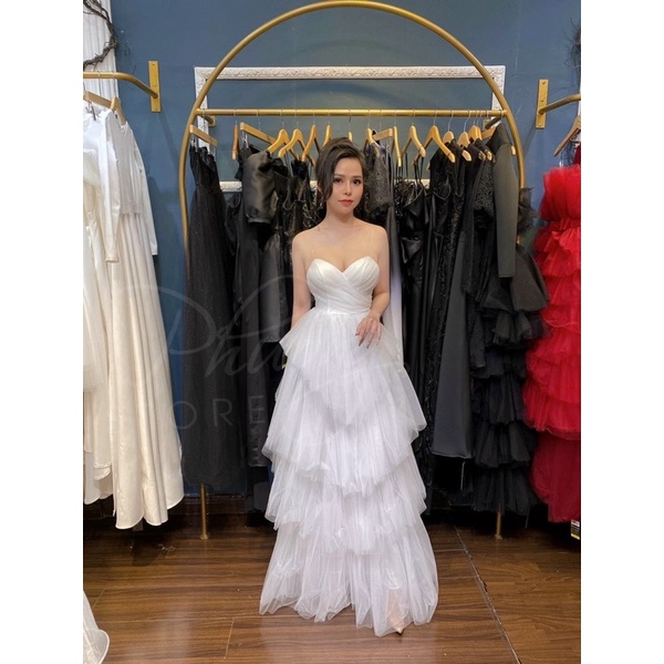 Đầm maxi cúp xếp tầng chéo lưới ngực siêu xinh TRIPBLE T DRESS - size M/L - MS380V