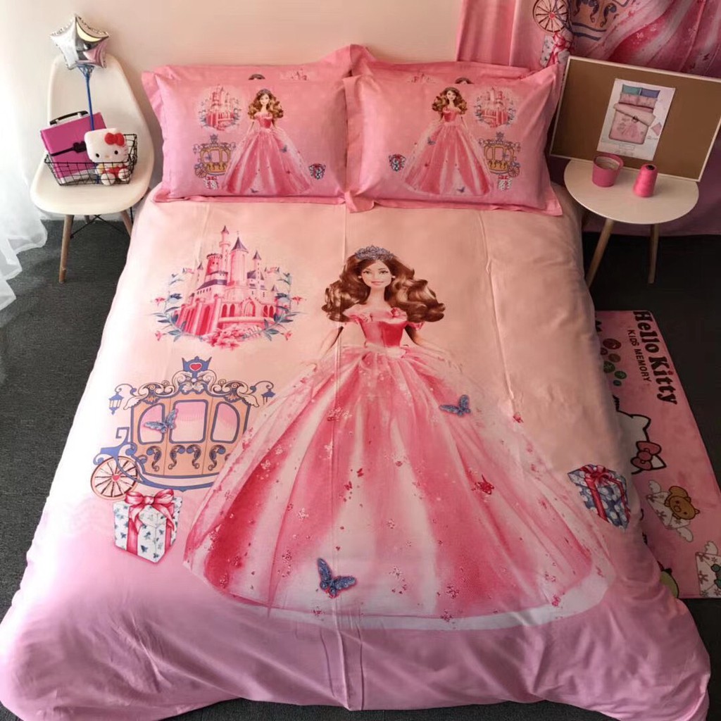 Bộ chăn ga công chúa Disney Elsa Frozen, Sofia, Hello Kitty, người cá Ariel, Peppa Pig, 100% cotton cao cấp