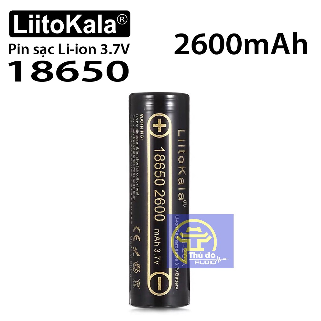 01 viên pin sạc LiitoKala Lii-26A Pin Lithium-ion 3.7V 18650 2600mah cao cấp