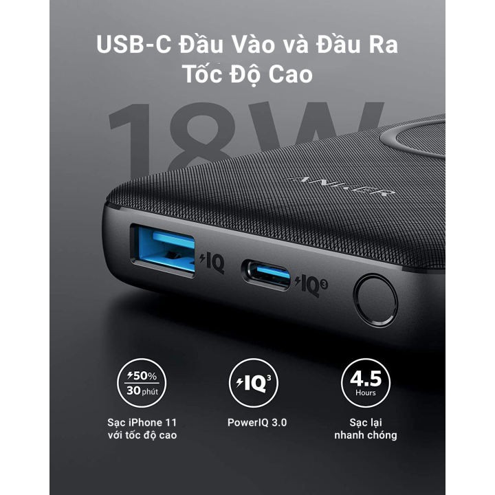 Sạc dự phòng không dây ANKER A1617 PowerCore III 10000mAh - Phân Phối Bởi Vietstore