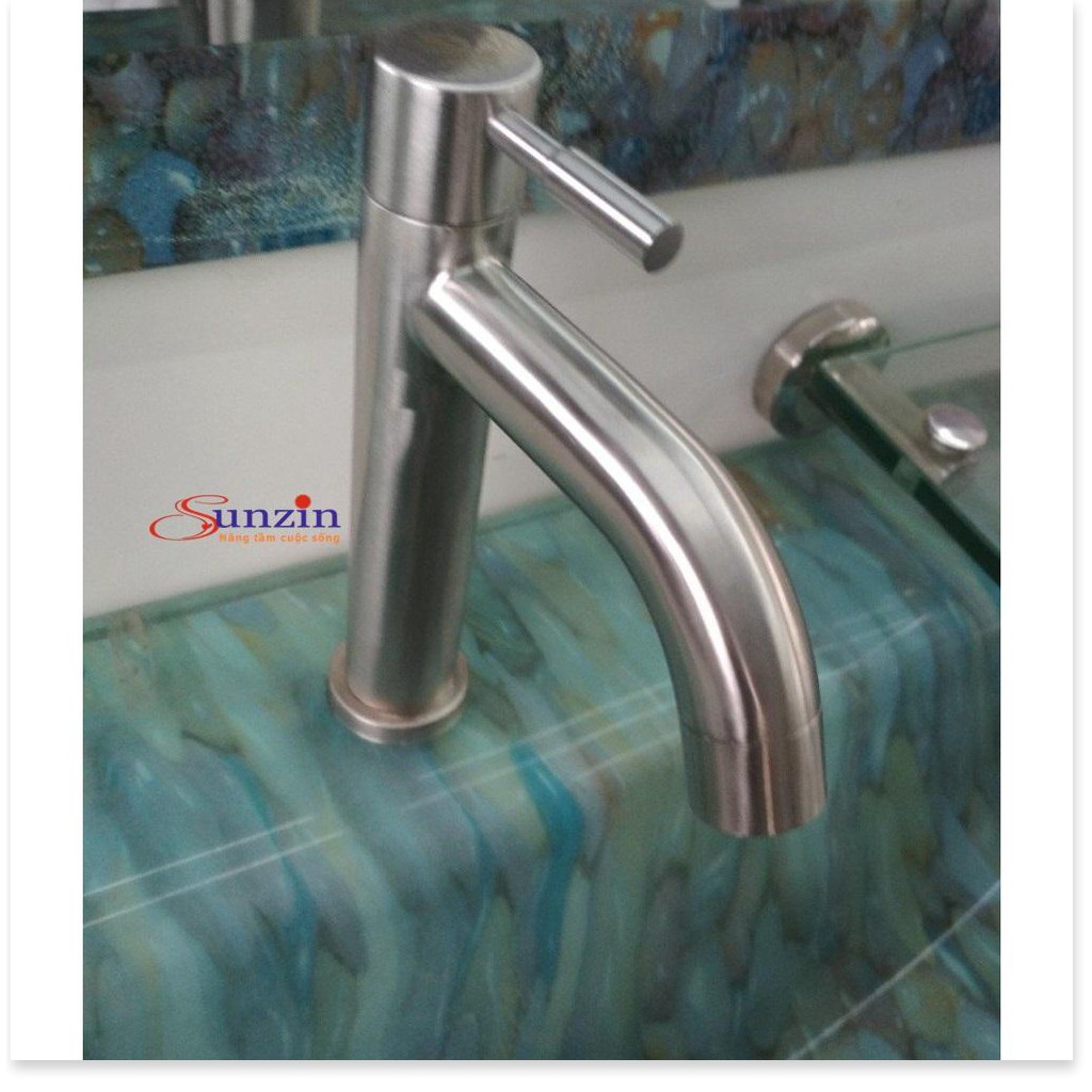 Vòi lavabo lạnh Sunzin, chất liệu inox 304, tặng 1 dây dẫn nước