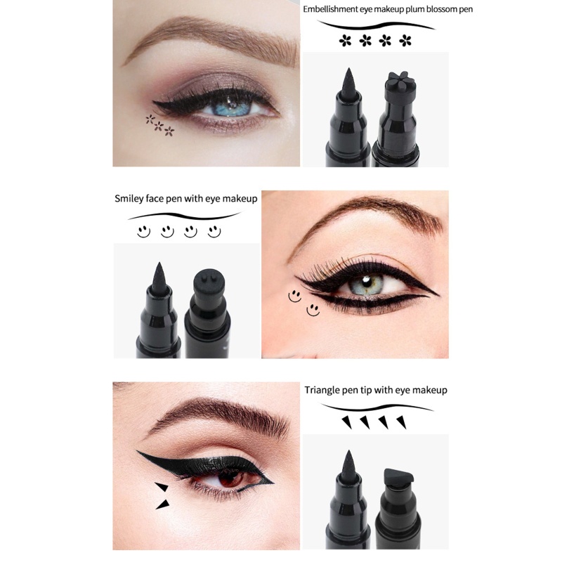 Bút Kẻ Mắt Nước Hai Đầu Màu Đen Trang Điểm Lâu Trôi Chống Nước Dành Cho Bạn Nữ