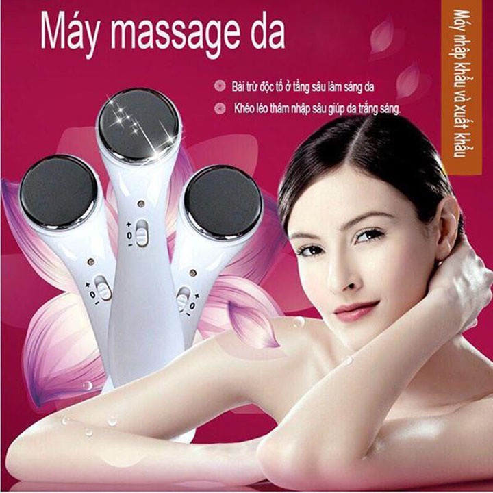 Máy massage mặt bằng ion tay cầm tiện lợi, dụng cụ mát xa rửa mặt làm sạch da nhỏ gọn dùng pin - KD0204