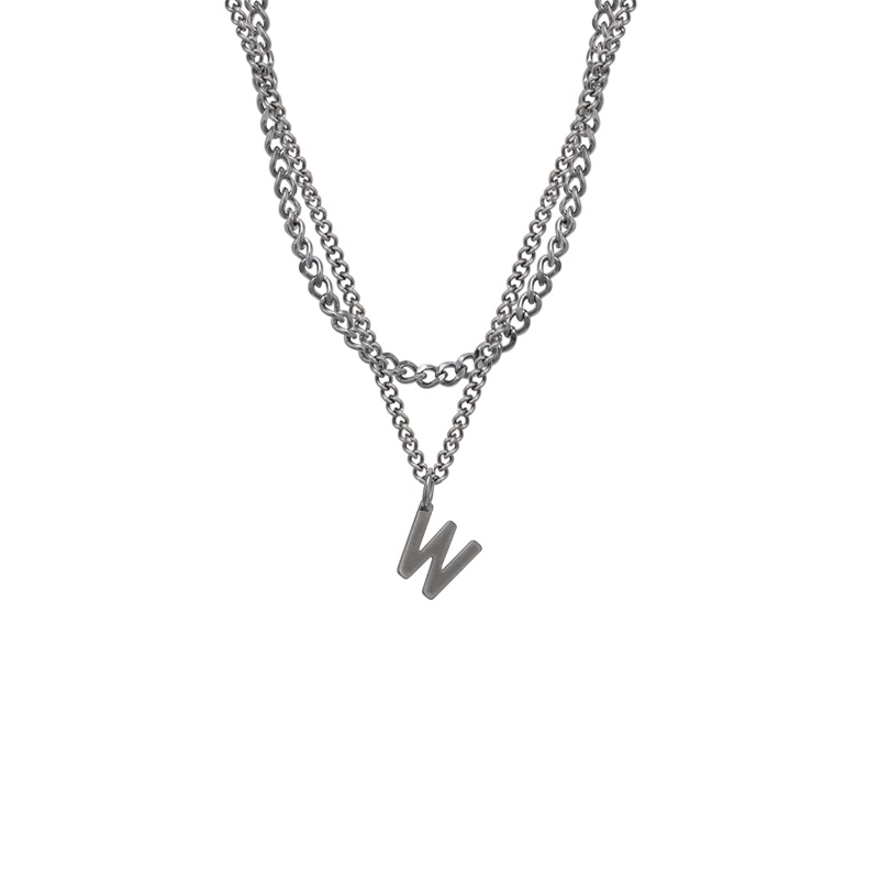 Vòng cổ hai lớp mặt chữ W phong cách cá tính