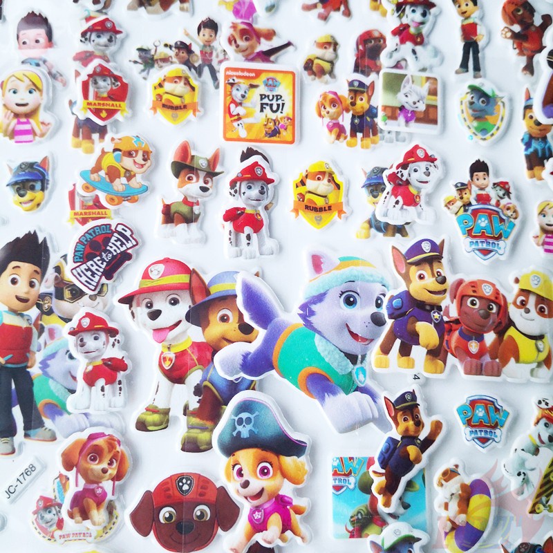 ▶ Hình Dán Đồ Chơi PAW Patrol Q-2 DIY ◀ 1 Tờ / 5 Tấm Sticker 3D Hình Nhân Vật Hoạt Hình Ngộ Nghĩnh