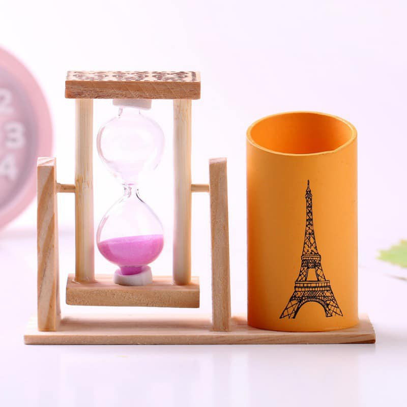 Đồng hồ cát để bàn kiêm ống đựng bút mini chất liệu nhựa cứng tổng hợp, thiết kế độc đáo sáng tạo cho cả nam và nữ