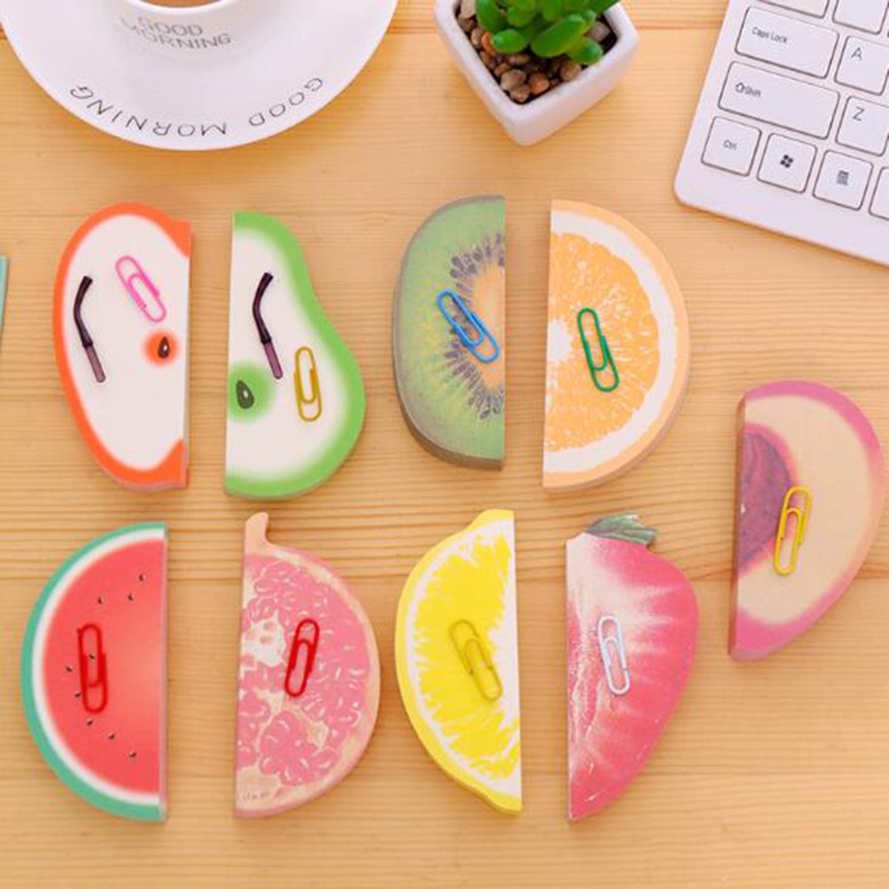Giấy Dán Ghi Chú Tự Dính Hình Trái Cây Màu Sắc Tươi Sáng 9 Miếng Giấy Note-150