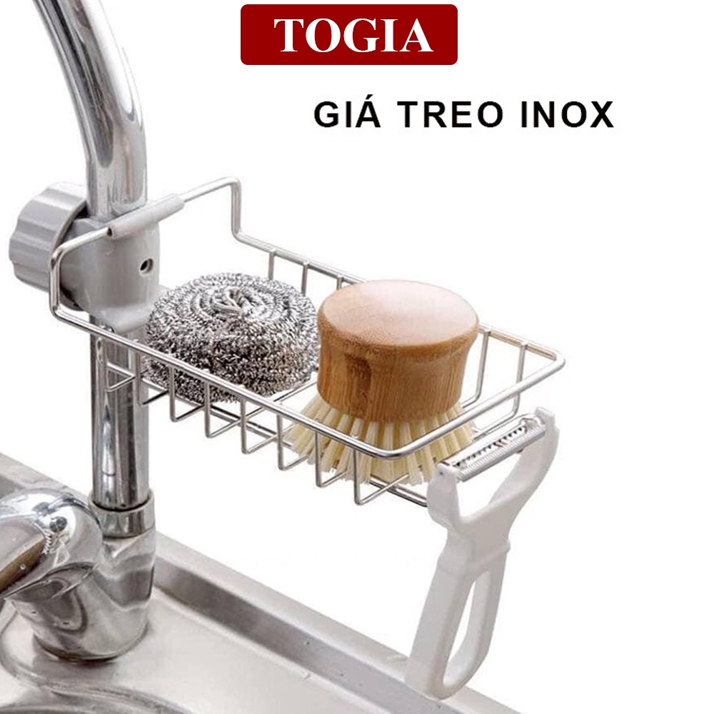 Giá Treo Vòi Rửa Bát Inox Đựng Giẻ Rửa Chén Bát, Xà Bông Giúp Không Gian Thêm Gọn Gàng Ngăn Nắp 16 x 10cm