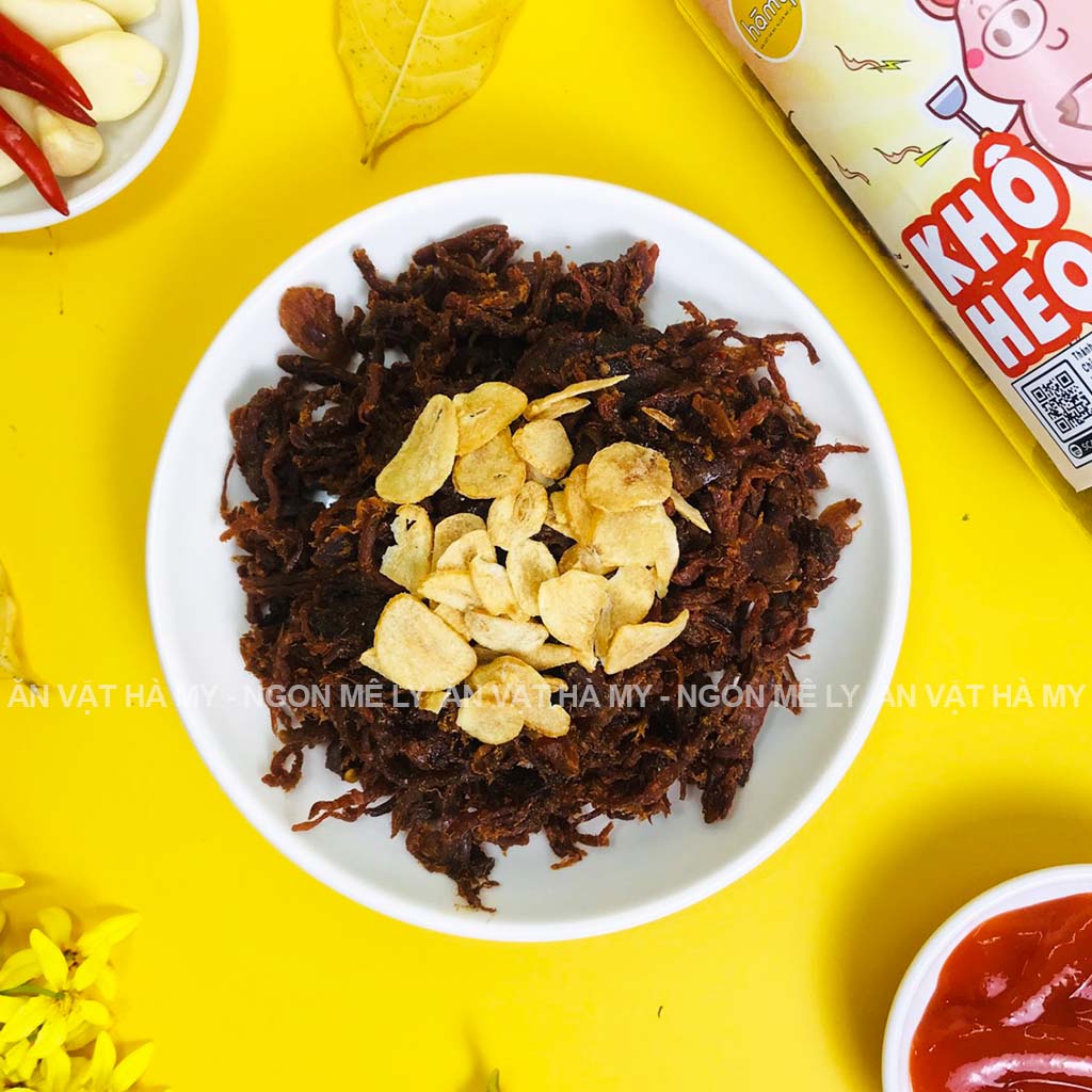 Khô heo cháy tỏi hũ 300g Hà My đồ ăn vặt Hà Nội
