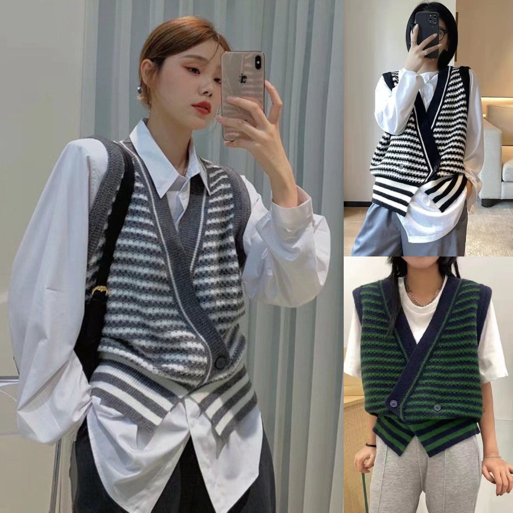 Áo Khoác Cardigan Dệt Kim Không Tay Dáng Rộng Phong Cách Retro Dành Cho Nữ