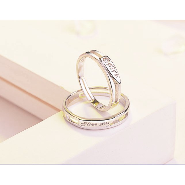 Nhẫn Bạc Cặp Đôi Free Size I Love You 13 - 14 (anh yêu em - trọn đời, trọn kiếp) Lãng Mạn Cho Tình Nhân - sl 02 chiếc