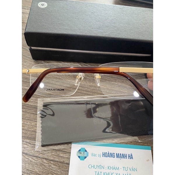 Gọng kính khoan Titanium mạ vàng 23k Montblanc