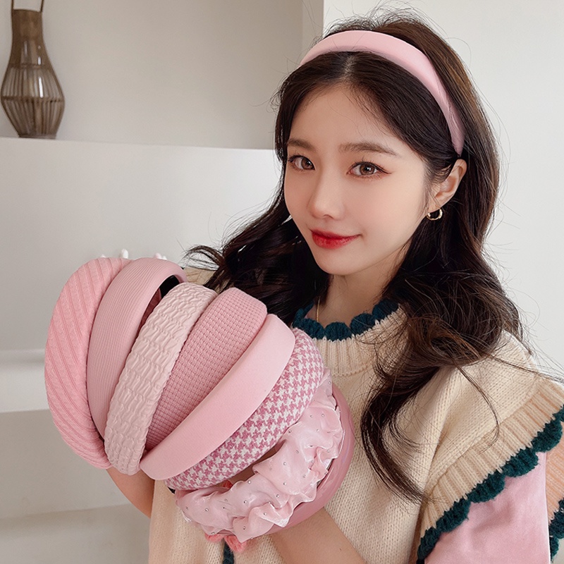 Băng Đô Cài Tóc Rửa Mặt Màu Hồng Dễ Thương Thời Trang Hàn Quốc Cho Nữ / Trẻ Em