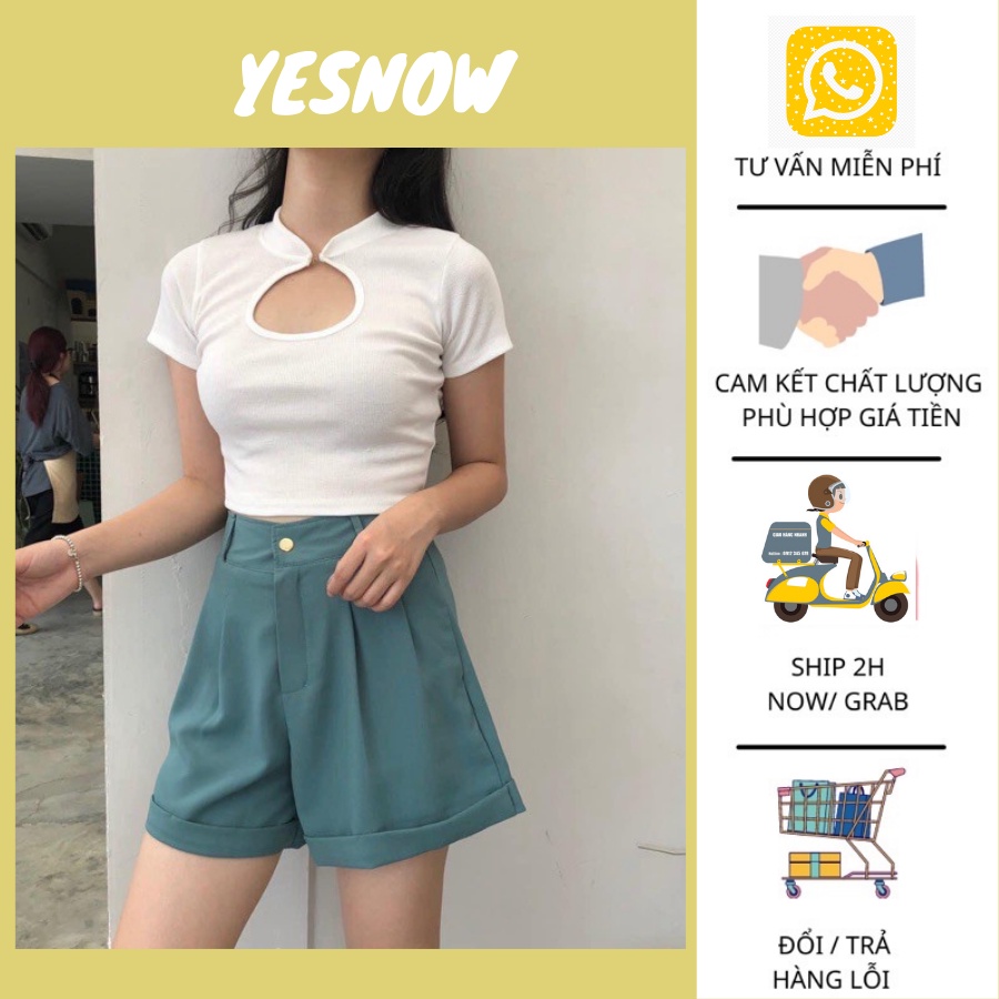 Quần short nữ ống rộng_quần đùi nữ cạp cao ống rộng thời trang đủ màu đủ size.- YES