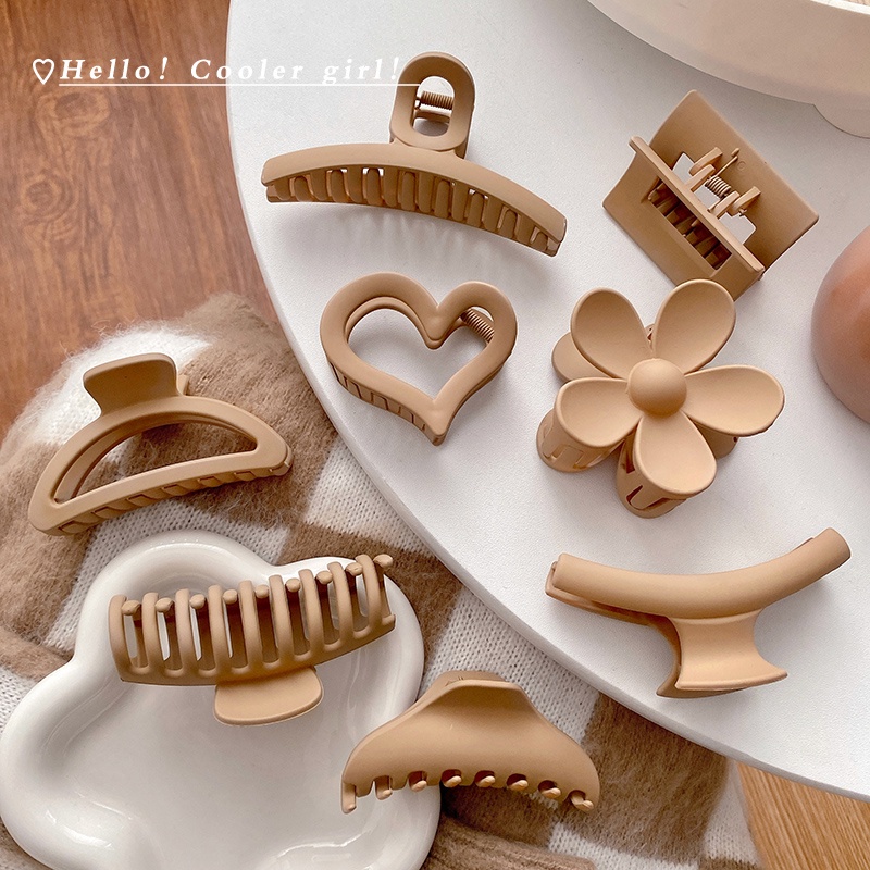 Kẹp Tóc Màu Khaki Phong Cách Vintage Thời Trang Cho Nữ