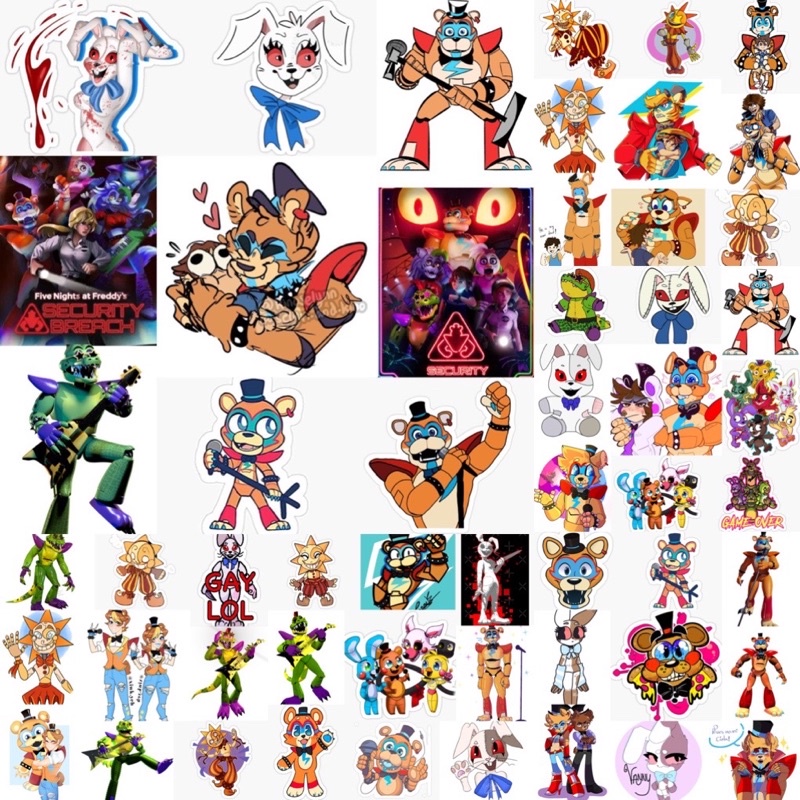 Sticker dán fnaf sevuriky breach 30-60 hình ép lụa khác nhau / Hình dán ảnhdán fnaf security breach