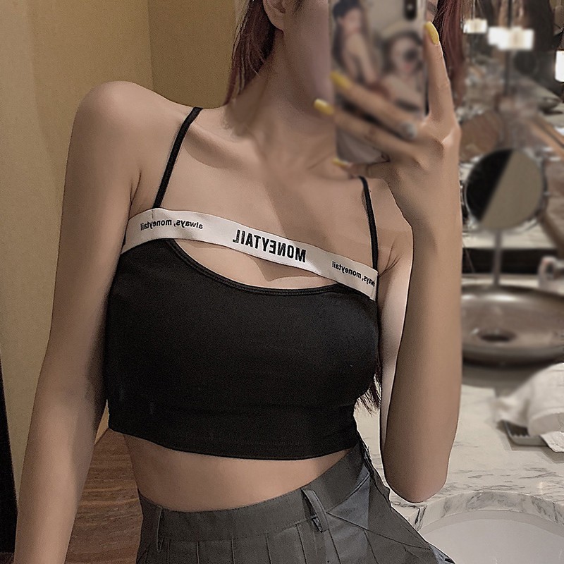 Áo Croptop Hai Dây In Chữ Thời Trang Gợi Cảm Cho Nữ