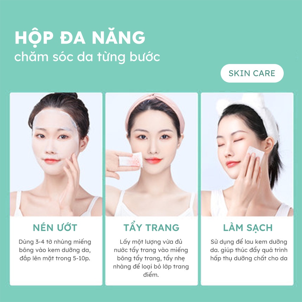 Hộp bông tẩy trang TopGia 600 miếng, tẩy trang, đắp toner siêu dai, không xơ bông, an toàn cho da