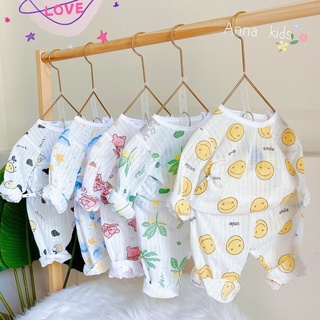 Bộ dài tay cotton giấy cho bé - cài cúc vai mềm mịn