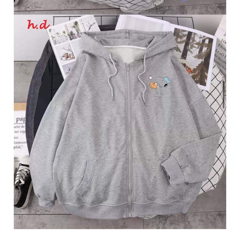 Áo khoá nỉ chó cầm bóng HĐ11, Áo nỉ Unisex from rộng, Chất nỉ ấm mặc không xù, thiết kế phong cách - MODY