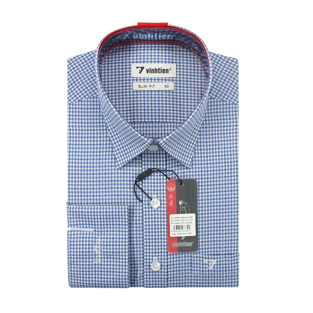 Áo sơ mi nam tay dài vạt bầu Slim Fit Tencel Vĩnh Tiến 290 - G204