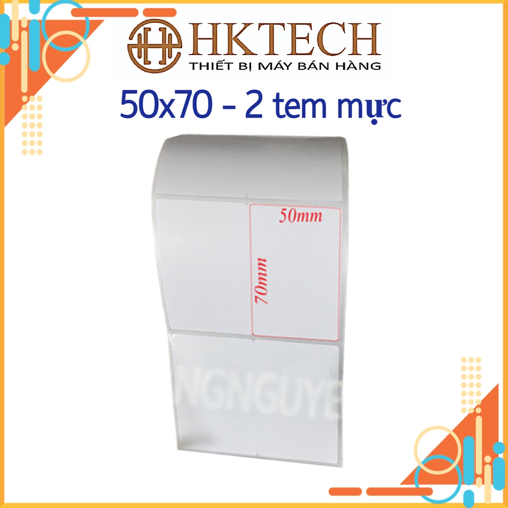 Giấy In Mã Vạch 2 Tem 50x70 mm - Giấy In Tem 2 Hàng 5x7 cm (Cuộn 50 Mét)