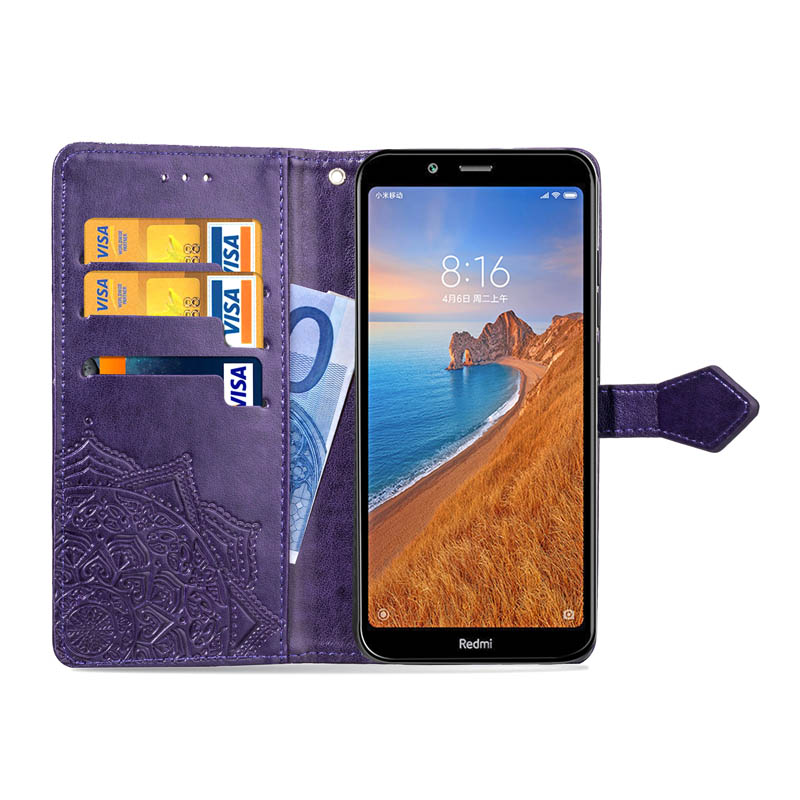 Ốp lưng điện thoại dạng ví da lật chạm khắc hoa Mandala dành cho Xiaomi Mi A2 Lite Redmi 8A 8 7A 7 6 Pro 6A 5 Plus 5A