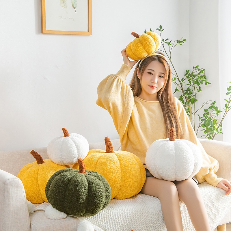Gối Đệm Tựa Lưng 7 Màu Sắc Sống Động Hình Bí Ngô Sống Động Trang Trí Nhà Cửa/Sofa