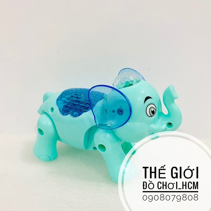 [ĐÈN-NHẠC] Đồ chơi chú voi chạy pin có dây cho bé dắt đi dạo.