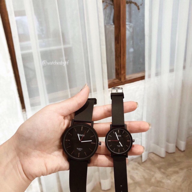 Đồng hồ cặp nam nữ dây cao su RENOS KIM full black đồng hồ đôi thể thao chính hãng Watchesbytif size 26mm & size 38mm | BigBuy360 - bigbuy360.vn