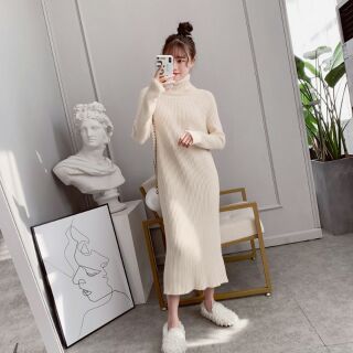 Váy len dáng dài kiểu dáng đơn giản Thu Đông 2019