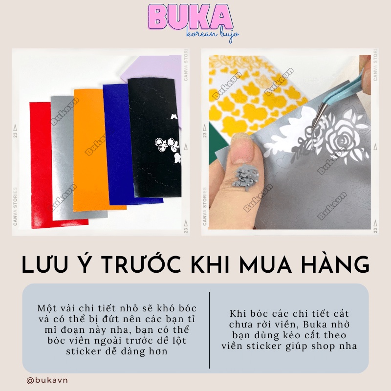 Sticker hoa hồng Toploader decor đựng ảnh kpop Buka nhiều màu kích thước 80x190mm