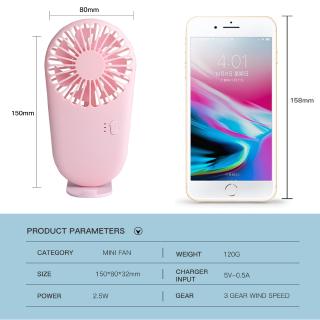 Ultra-thin handheld tabletop fan with battery indicator light （USB Mini Fan / support）