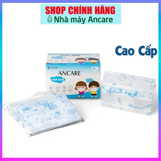 Khẩu Trang Y Tế Trẻ Em 🐥ANCARE🐥 Hộp 50 Cái, 3 Lớp Vải Không Dệt Kháng Khuẩn Hình Hoạt Hình Mickey Doremon Kitty